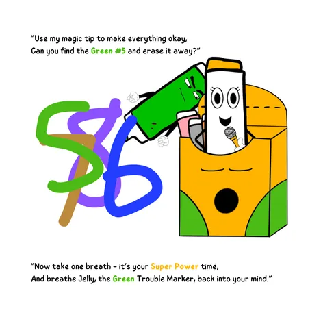 Find the green number 5 and erase it away
